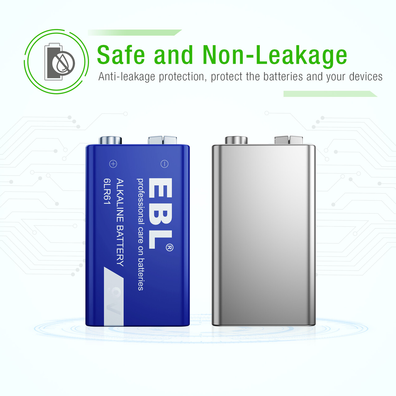 EBL Alkaline Batteries 9V, 9 Volt 6LR61 Batteries - image 4 of 8