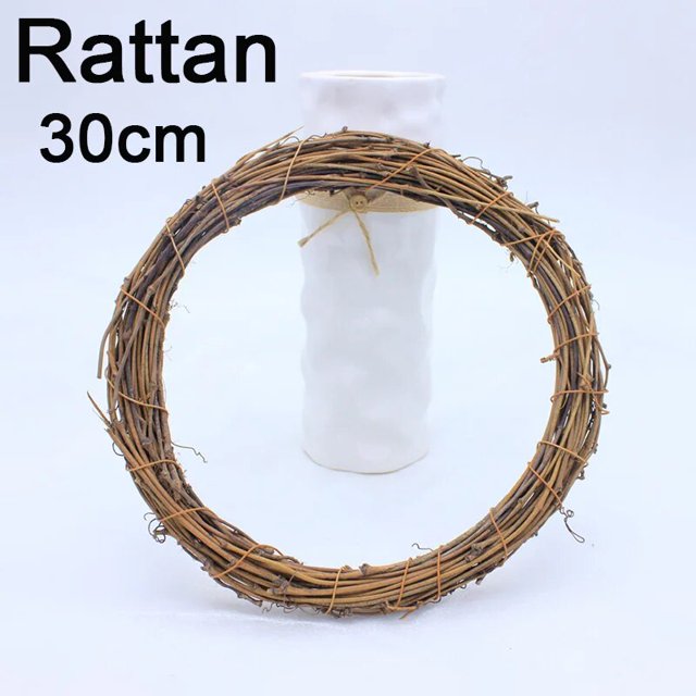 Corona de anillo de ratán blanco, guirnalda Artificial para decoración del hogar, boda, accesorios artesanales hechos a mano, decoraciones navideñas, 10/20/30Cm