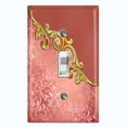 thumbnail image 1 of Metal Light Switch Plate Cover Red Floral Damask Frame Honeycomb Trim DAM056, 1 of 13