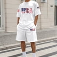 thumbnail image 2 of IWRICH 4th of July Outfits for Men USA Flag Short Sleeve Shirts and Shorts Set 2 Piece Athletic Jogging Tracksuits White XL, 2 of 4