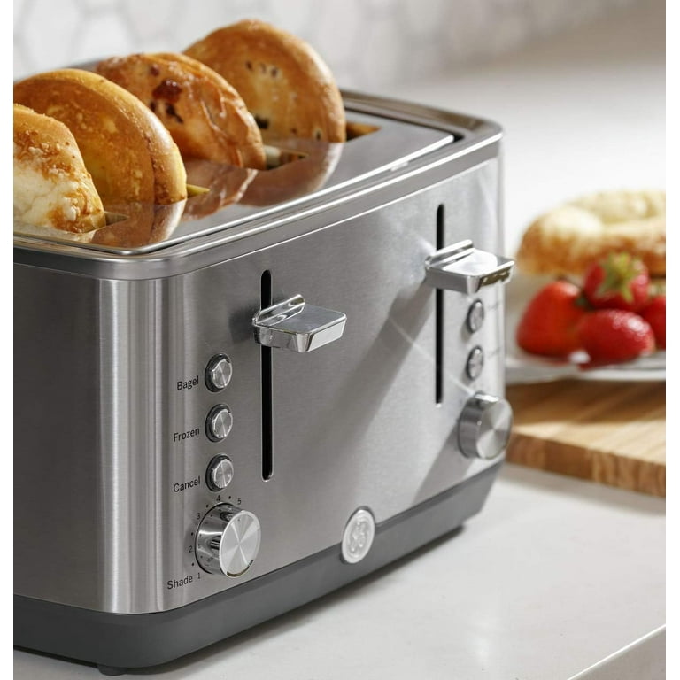 GE 4-Slice Toaster with Four Wide Slots - Stainless Steel