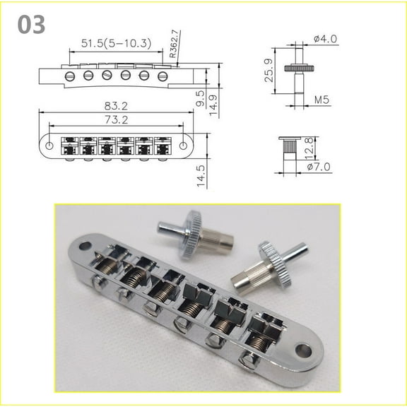 Chrome Tune-O-Matic ABR-1 JB Guitar Bridge for LP, SG, Fly V Electric Guitars Replacement Parts