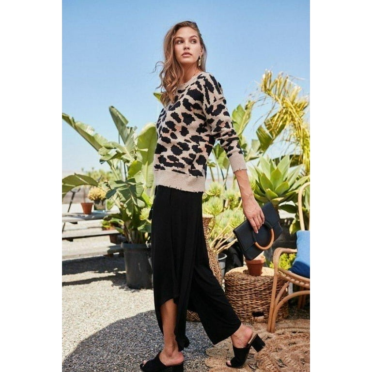 Leopard frayed sweater deals