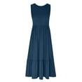 thumbnail image 3 of Baqcunre Maxi Dress Womens Summer Sleeveless Crewneck Swing Dress Flowy Tiered Maxi Beach Dress With Pockets Women'S Casual Dresses Corset Dress Navy Dress M, 3 of 4