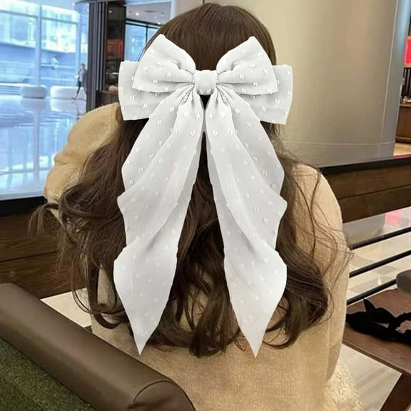 Elegant Chiffon Hair Barrettes Large Bow Clip for Women Stylish Polka Dot Spring Hair Accessories for
