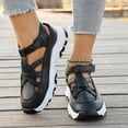 thumbnail image 2 of Rokment Women's Chunky Platform Gladiator Walking Sandals Fashion Casual Leather Closed Toe Height Increasing Wedge Non Slip Sneakers Work Shoes for Spring Summer Fall Black Size 6, 2 of 8