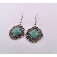 thumbnail image 5 of Square Turquoise Silver Dangle Earrings STSDE, 5 of 10