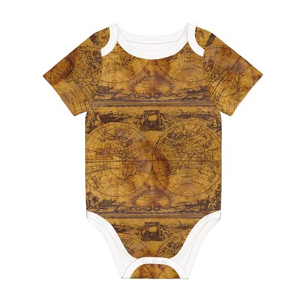 

Coaee Vintage Map for Soft Cotton Baby Short-Sleeve Bodysuit Baby Girls Boys Bodysuit Romper