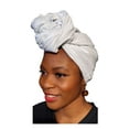 thumbnail image 2 of Off White Cotton African Head Wrap, 2 of 2