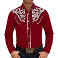 thumbnail image 4 of IWRICH Western Shirts for Men Cowboy Shirts Long Sleeve Printed Country Shirt Slim Fit Button down Shirt Casual Work Red S, 4 of 4