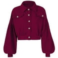thumbnail image 4 of Vedolay Womens Tops Open Front Cardigans Soft Draped Ruffle Shrugs Red,L, 4 of 5
