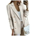 thumbnail image 4 of Womens Tweed Blazers Casual Jackets Long Sleeve Double Open Front Plaid Blazer Jackets, 4 of 8