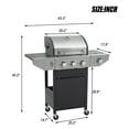 thumbnail image 3 of 3-Burner Propane Gas Grill with Side Burner and Thermometer Heavy Duty Stainless Steel Construction for Outdoor BBQ Camping Tailgate Parties Backyard Gatherings and High BTU Output Quick Ignition, 3 of 27