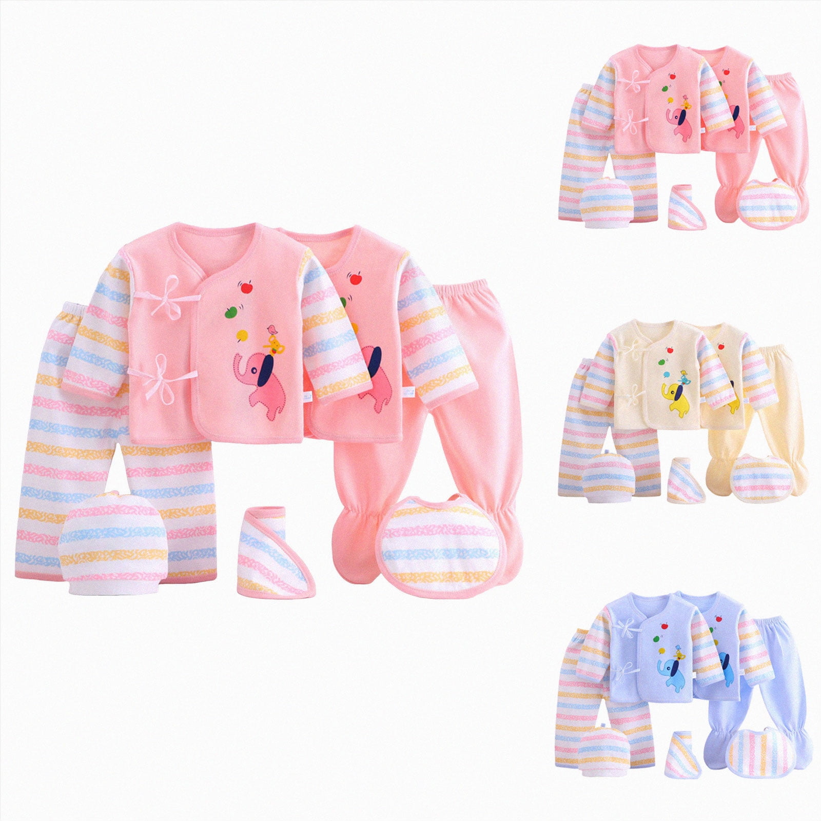 Nwiuh 7PCS Baby Layette Gift Set for Boys or Girls - Unisex Newborn Gift Sets, Baby Clothes & Essentials (Pink, 0-3 Months)