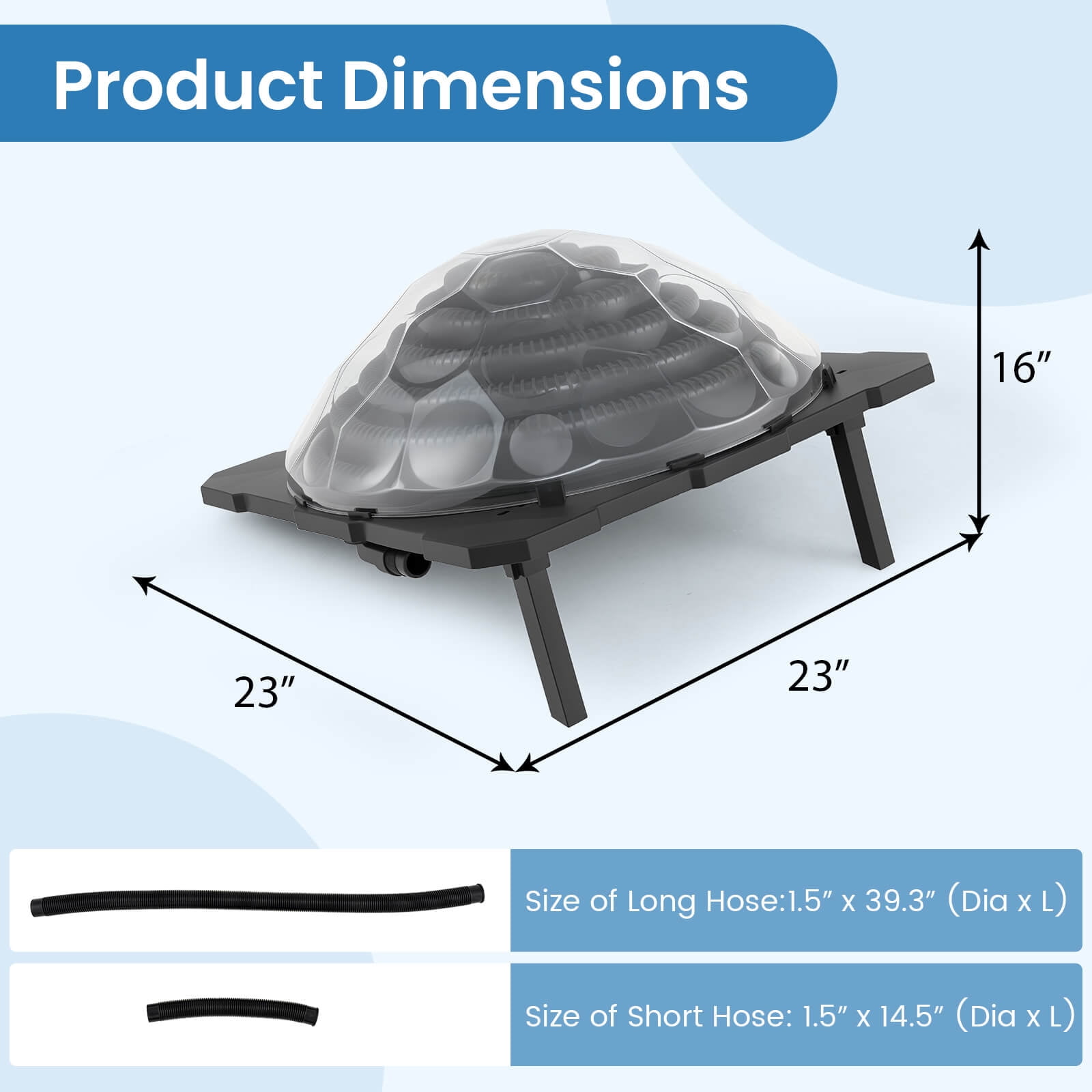 Costway 1 PCS Solar Dome Heater with Transparent Cover Black Heating Coil Foldable Legs