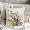 thumbnail image 6 of Spring Wild Flower Throw Pillow Covers 18x18 Set of 2 Summer Floral Outdoor Pillows Cover Watercolor Flowers Rustic Farmhouse Linen Decorative Cushion Case for Couch Bed Decor, 6 of 6