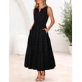 thumbnail image 7 of Merokeety Summer Dress for Women Boho V Neck Cotton Modest Long Dresses with Pockets Black xs, 7 of 7