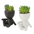 thumbnail image 3 of 2pcs Cute Human Shaped Mini  Succulent Flower Pots with Artificial Plants, Suitable for Home Decor, Office Decor, Shelf Decor, 3 of 8
