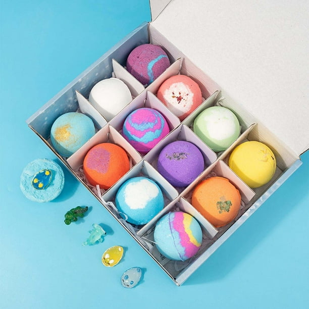 Bolas de baño, esponjas de ducha, 12 paquetes de bombas de baño para niños, bombas de baño orgánicas naturales, juguetes de baño para niñas y niños, regalos de cumpleaños para niños, esponja de baño.