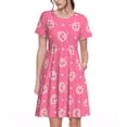 thumbnail image 1 of Disketp Cartoon Pigs and Hearts para Vestido de Manga Corta para Mujeres, Vestidos de Verano para Mujeres, Casual y Holgado para la Playa, 1 of 6