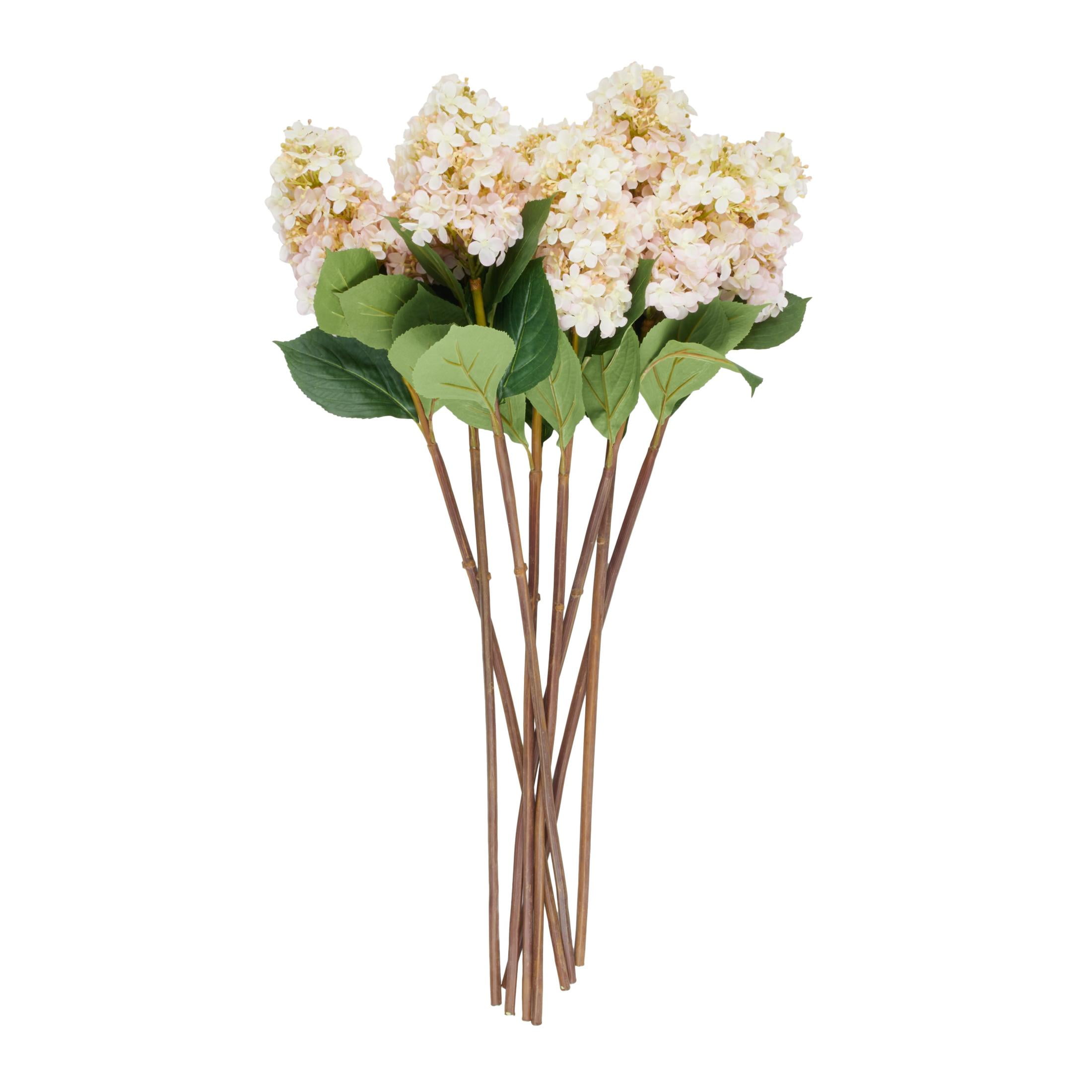 35" Plastic Floral Tall Hydrangea Artificial Flower Stem, by DecMode (8 Count)