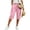 #0505-Pink, variant on Women Faux Leather High Waist Button Zipper Elastic Waist Wide Leg Cropped Capri Pants With Side Pockets Gray L Gift