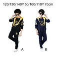 thumbnail image 4 of Qarigey 3 unids/set fiesta banquete viaje niños abrigo camiseta pantalones poliéster cremallera chaqueta pulóver ropa Kit regalo de conjuntos de ropa Azul marino 110cm, 4 of 6