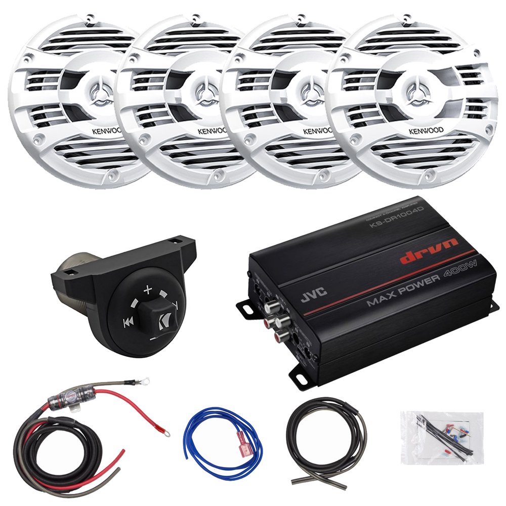 Kenwood 6.5" 2Way Marine 150 Watt White Speakers 2 Pairs, Kicker