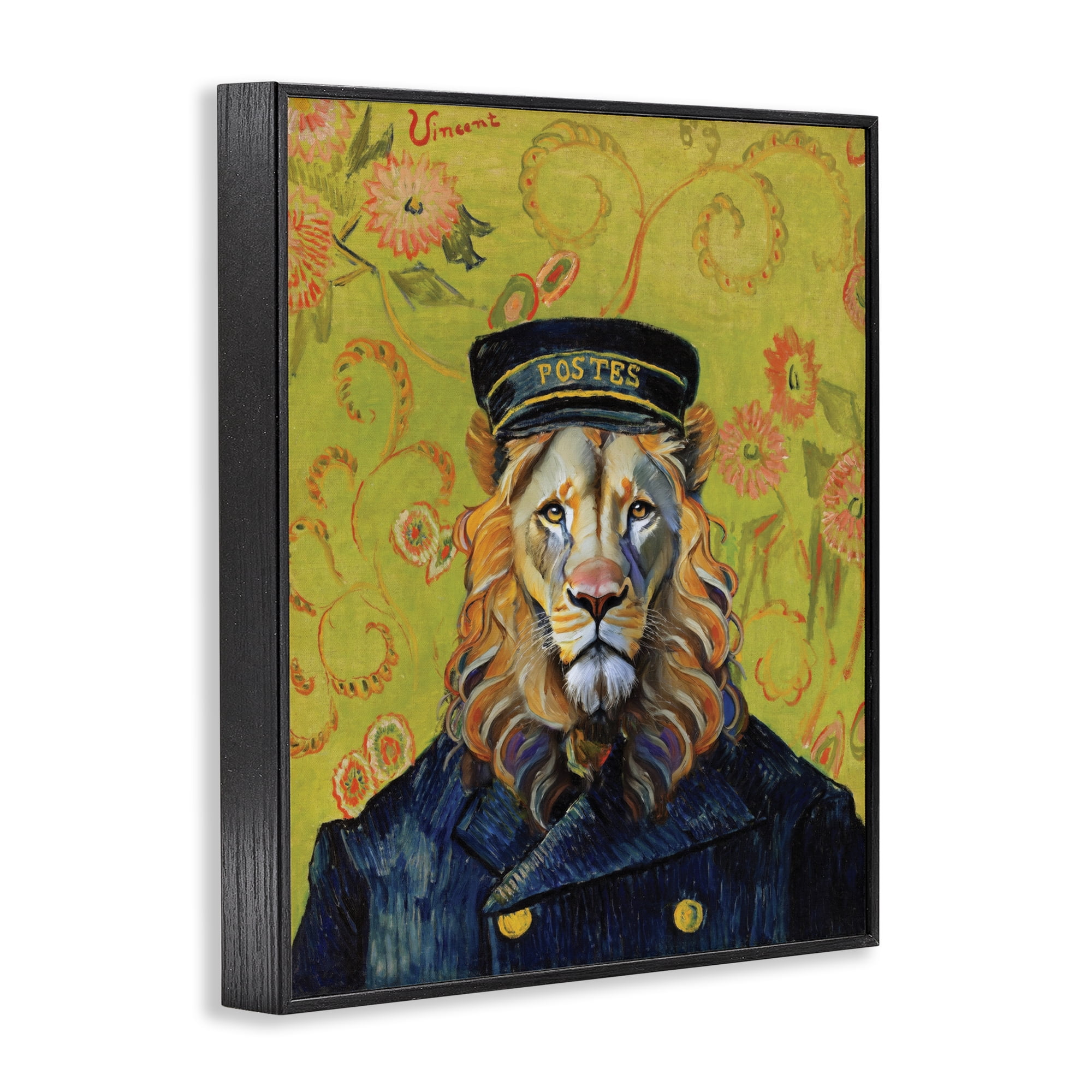 Stupell Industries French Lion Postmaster Black Framed Giclee Art, design by Grotto Studios