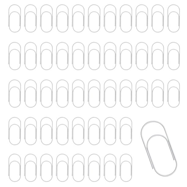 Clips sujetapapeles jumbo blancos Pocoxll de 50 piezas, 5 cm