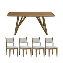 Roundhill Furniture Avery 5-Pc Dining Set, Tripod-Cross Dining Table with 4 Stylish Chairs