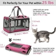 thumbnail image 6 of Pet Carrier for Large and Medium Cats up to 25 Lbs,Soft-Sided Pet Carrier for Big Medium Cats and Puppy Dog Carriers Cat Carriers,TSA Airline Approved Pet Privacy Protection Travel Carrier - Pink, 6 of 8