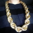 thumbnail image 2 of Huge Mens 14k Gold Plated Chain Hollow Rope Dookie 30MM Wide x 36" Inch Long Hip Hop Rapper Necklace, 2 of 6