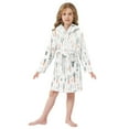 thumbnail image 6 of FORMRS Niños Bathrobe Unisex Hooded Robe Soft Plush Pajamas Sleepwear, Size 10-12T, Green Garden Pattern, 6 of 7