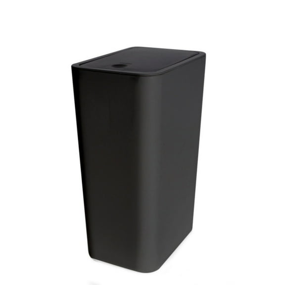 Miyuadkai Square Push-Down Trash Can with Lid, Black, Small Trash Can with Lid Bathroom Garbage Can with Up Lid 13In Plastic Trash Waste Basket for Kitchen Bedroom Narrow Space