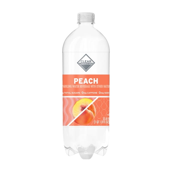 Clear American Peach Flavored Sparkling Water, 33.8 fl oz Bottle