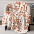 thumbnail image 2 of Burnt Orange Botanical Flannel Throw Blanket for Couch, Lightweight Fleece Soft Cozy Bed Blankets for Boys Girls Adults Kids, Vintage Nature Flower All Season Personalized Car Blanket 49 x 59 Inch, 2 of 9