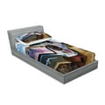 thumbnail image 2 of Ambesonne Vintage Fitted Sheet & Pillow Sham Set, Rusty Abandoned Cars, Twinxl, Pale Coffee and Blue, 2 of 2