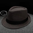 thumbnail image 1 of Chapeaux de Soleil à Moins de 10 $ Brun Hommes et Femmes Chapeau Jazz Rétro Imprimé à Rayures Chapeau de Soleil Britannique Chapeau de Soleil de Voyage, 1 of 3