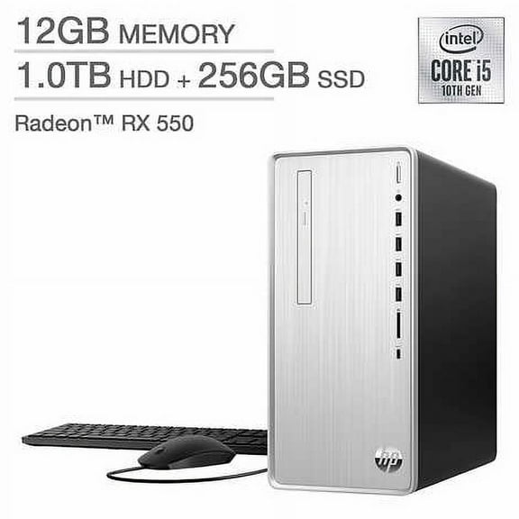 HP Pavilion Desktop - 10th Gen Intel Core i5-10400F - AMD Radeon RX 550 PC Computer 12GB Memory 1TB HDD   256GB SSD TP01-1127c