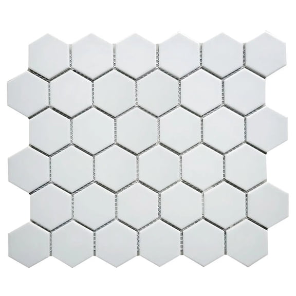 White - 2-in Hexagon 12-in x 12-in Matte Porcelain Mosaic Floor and Wall Tile (1-sq. ft/ Piece)