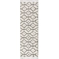 thumbnail image 3 of JONATHAN Y MERCER SHAG 2 x 8 Runner Rug, Mercer Plush Tassel Moroccan Diamond - Cream/Gray, MCR105B-28, 3 of 3