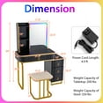 thumbnail image 3 of Costway Vanity Table Set with RGB LED Lights Crystal Crush Diamond Mirror Drawers Black, 3 of 10