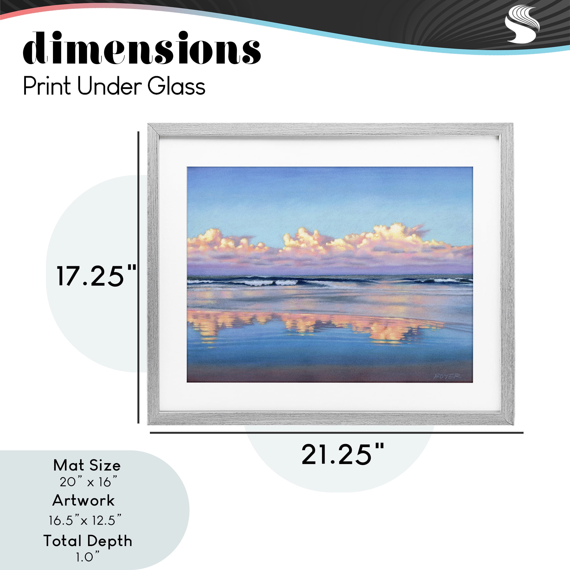 Stupell Industries Cloud Illusions Reflection Gray Framed Print Under Glass, design by Susy Boyer