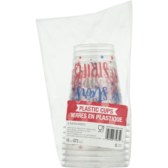 Access 349749 16 oz Stars & Stripes Plastic Cup, Clear