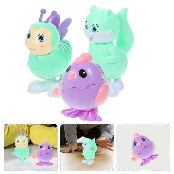 ULTNICE 3pcs Funny Wind Up Animal For Creative Clockwork Present Includes Chick Bee And Squirrel For Playtime