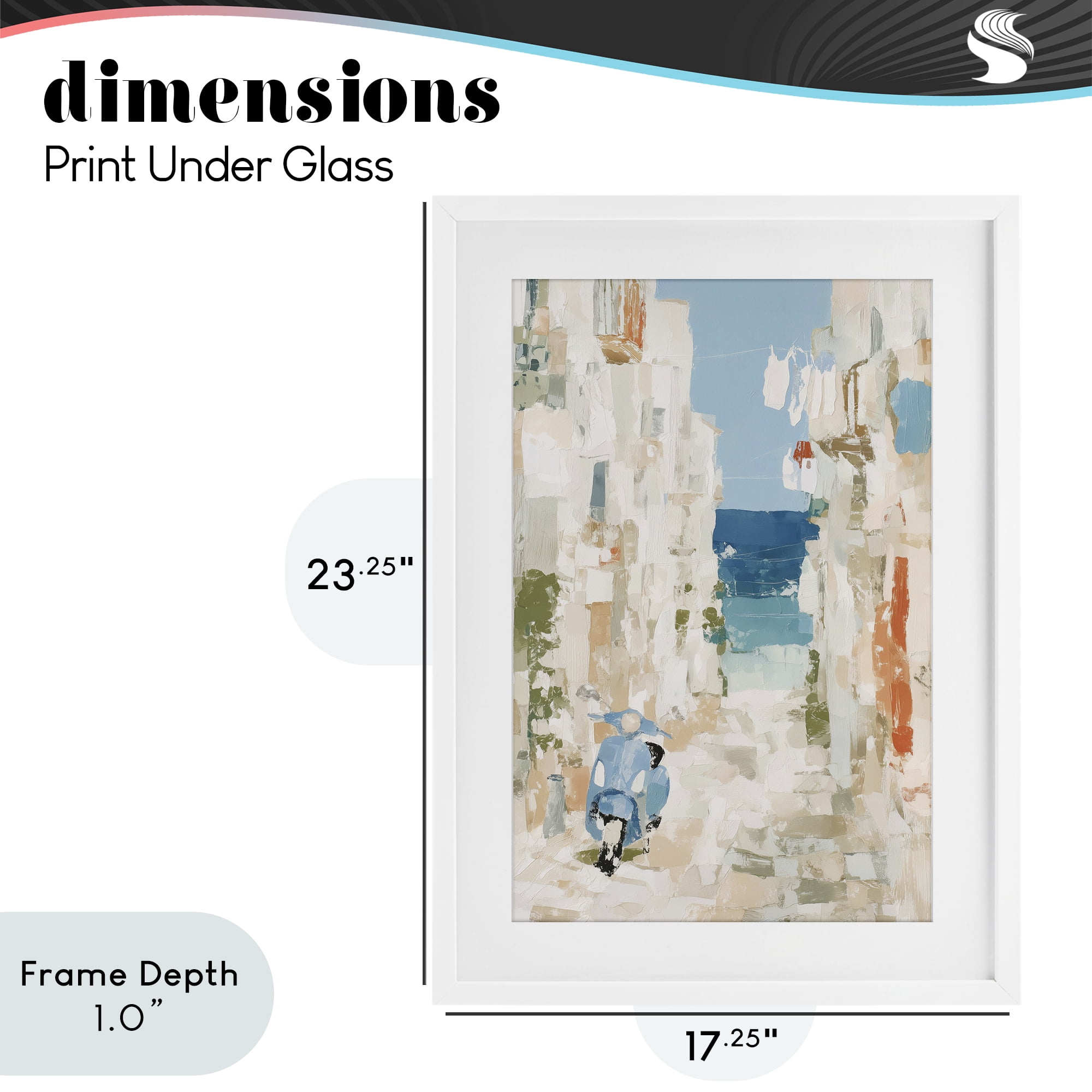 Stupell Industries Narrow Alley with Vespa White Framed Print Under Glass, design by Chromatic Storm Studio