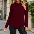 thumbnail image 4 of Bxsruta Womens Tops Long Sleeve Crew Neck Tunic Shirts High Low Hem Casual Tee, 4 of 6