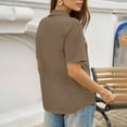 thumbnail image 4 of Plus Size Women'S V Neck Polo Shirts Office Business Dressy Collared Tunic Work Blouses,Brown Xl, 4 of 6