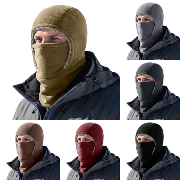 Sales 2026 Under $5 Knit Winter Beanies GIJNRIUIUA Winter Ski Windproof Thermal 2 In 1 Hood and Neck Warmer Winter Hat for Men Cold Weather Skiing Snowboarding Cycling Sports